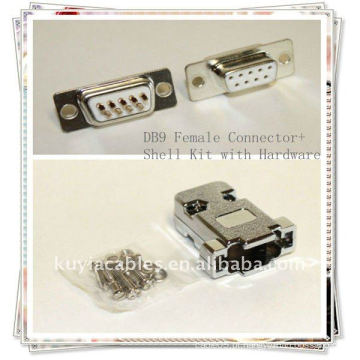 Conector DB9 DB9, RS232 9 pinos Connector Shell Kit com hardware